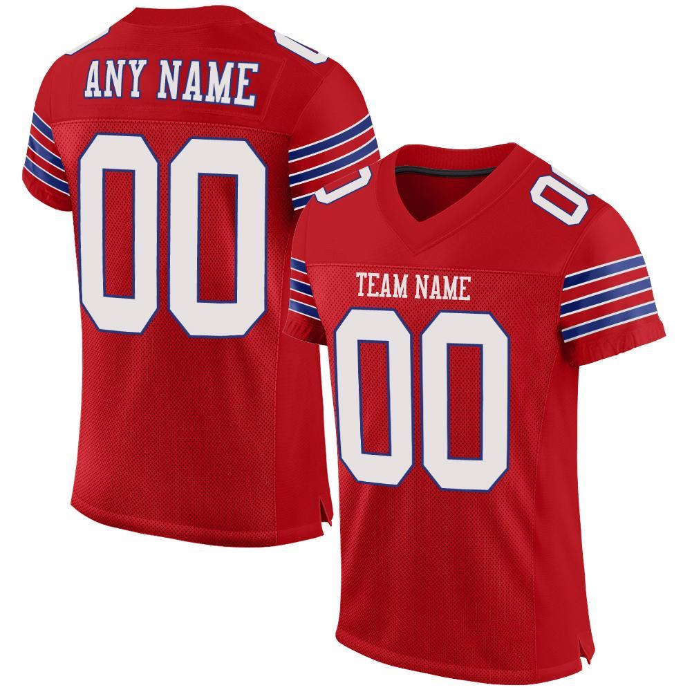 Custom Red White-Royal Mesh Authentic Football Jersey - Main View
