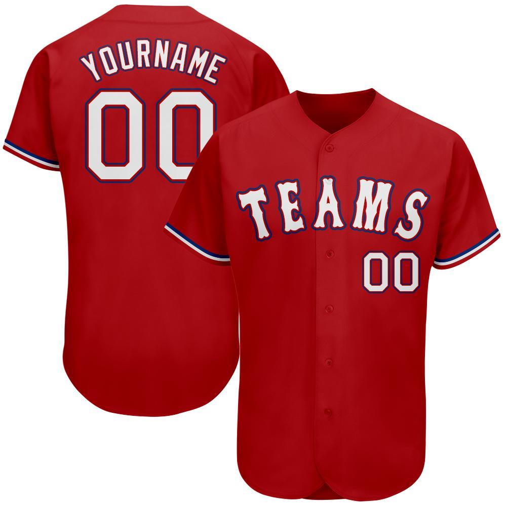 Custom Red White-Royal Authentic Baseball Jersey - Main View