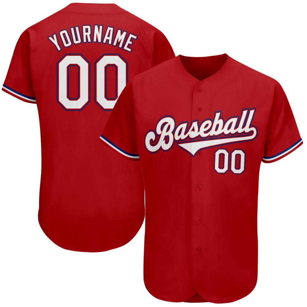 Custom Red White-Royal Authentic Baseball Jersey - Main View