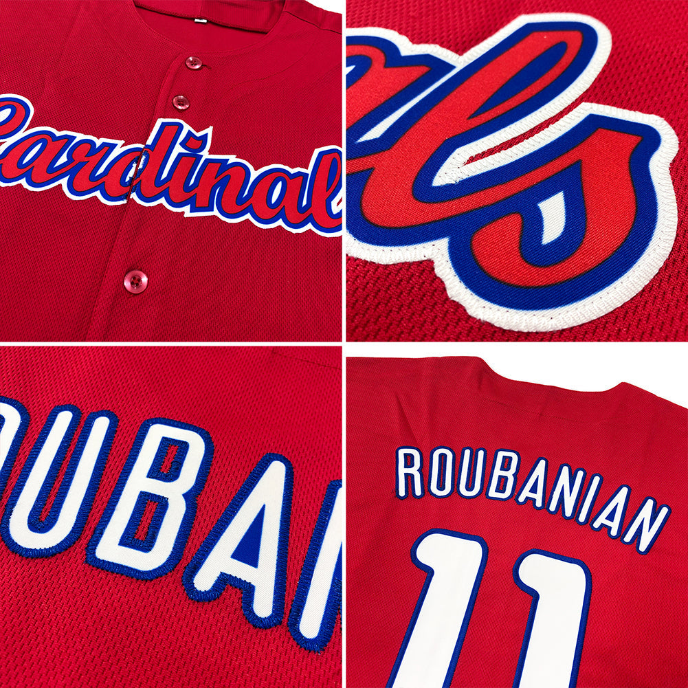 Custom Red White-Royal Authentic Baseball Jersey view 6
