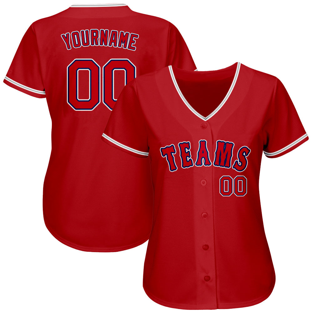 Custom Red Red-Navy Authentic Baseball Jersey view 2