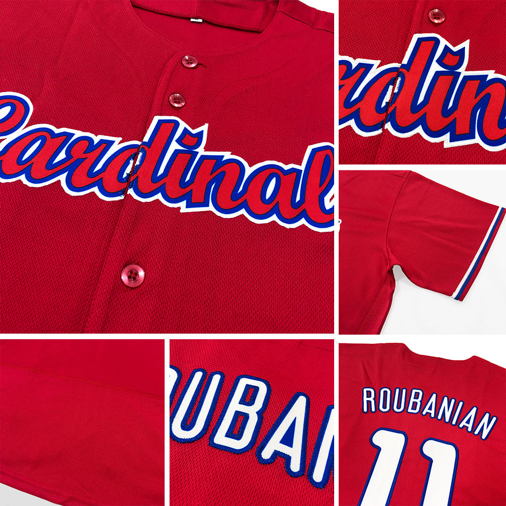 Custom Red Red-Navy Authentic Baseball Jersey view 6