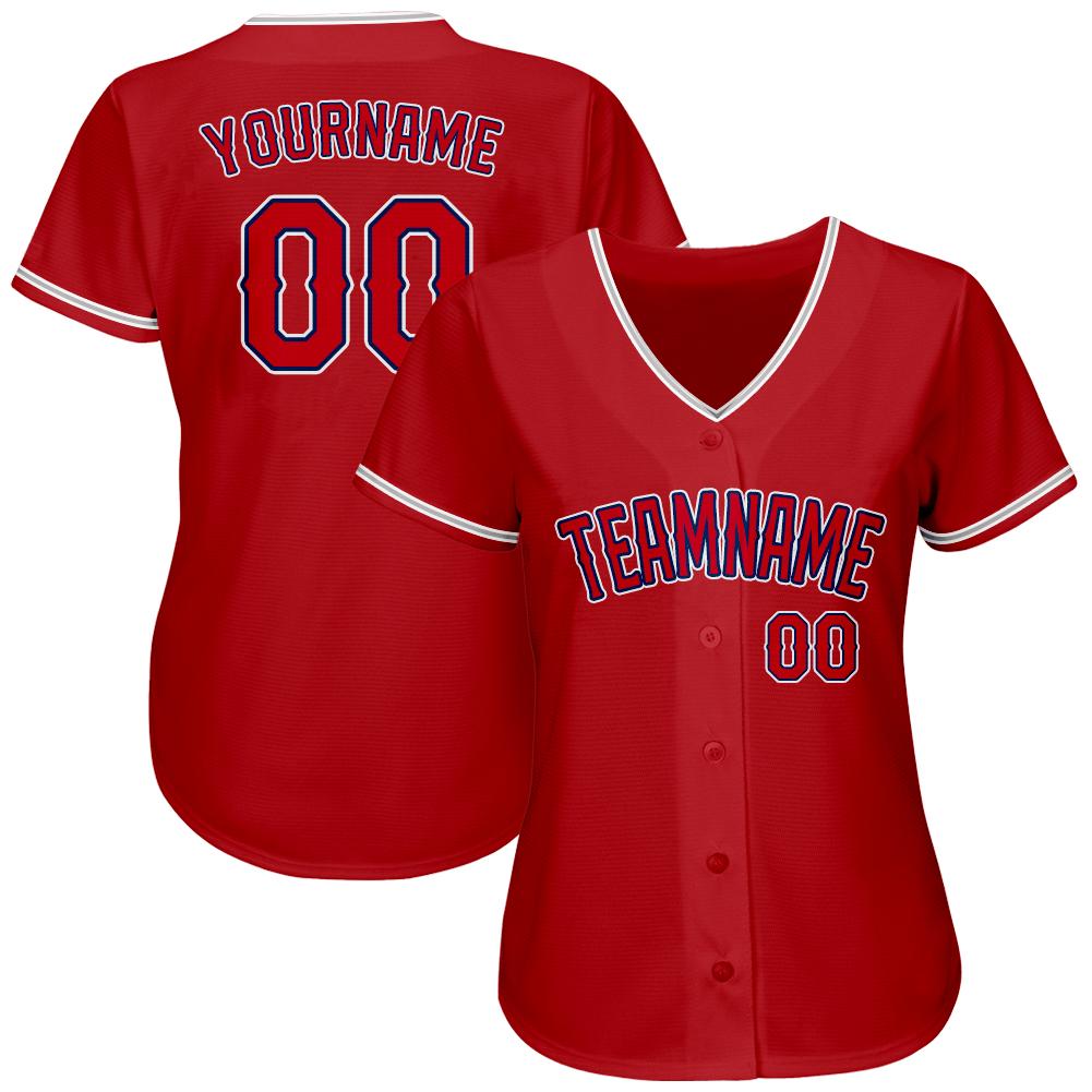 Custom Red Red-Navy Authentic Baseball Jersey view 2