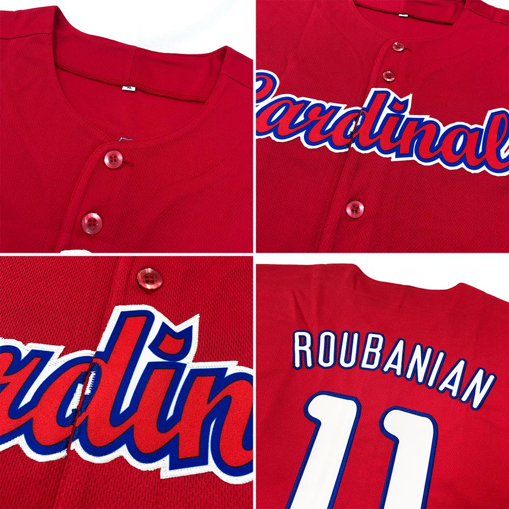 Custom Red Red-Navy Authentic Baseball Jersey view 6