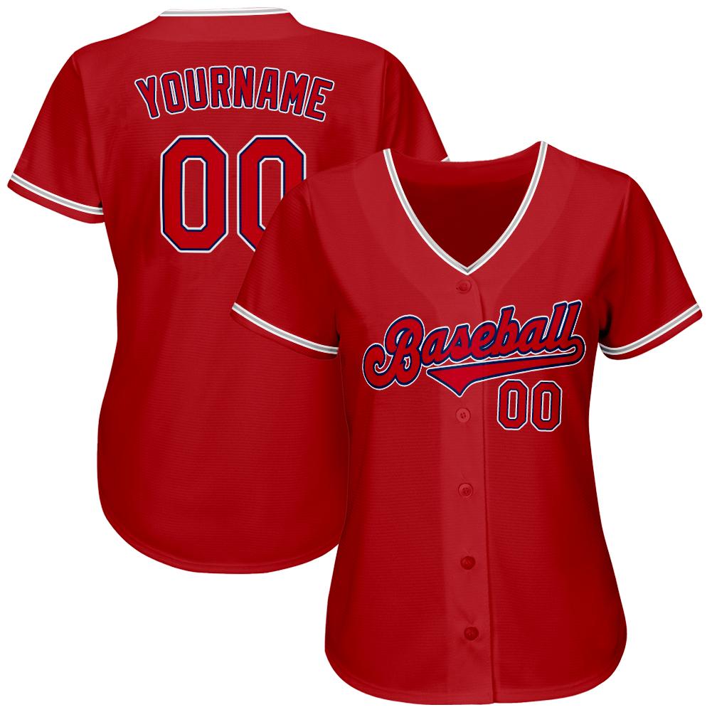 Custom Red Red-Navy Authentic Baseball Jersey view 2