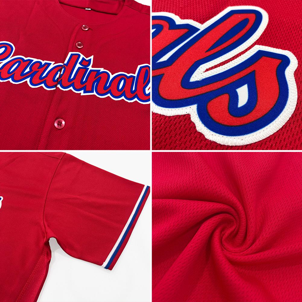 Custom Red Red-Navy Authentic Baseball Jersey view 6