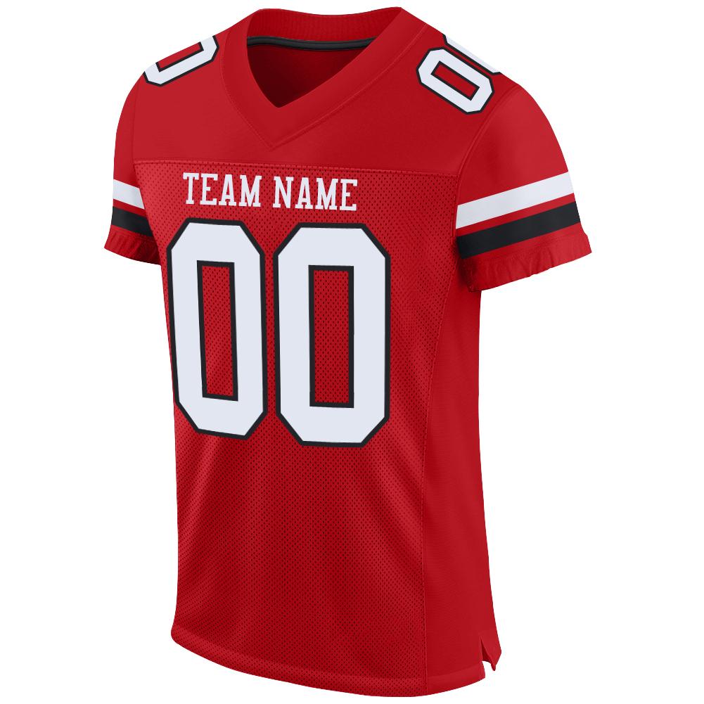 Custom Red White-Black Mesh Authentic Football Jersey view 3