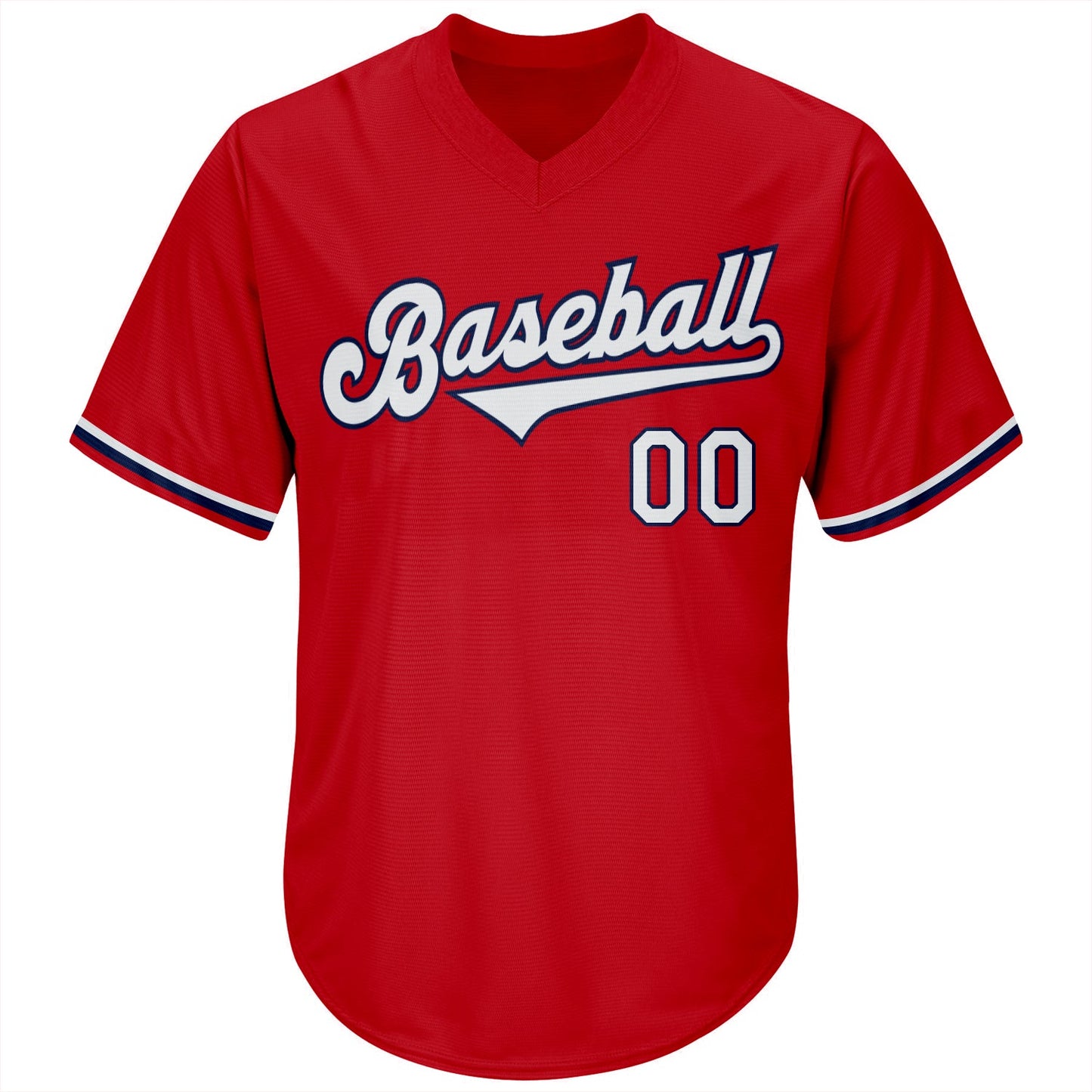 Custom Red White-Navy Authentic Throwback Rib-Knit Baseball Jersey Shirt view 2