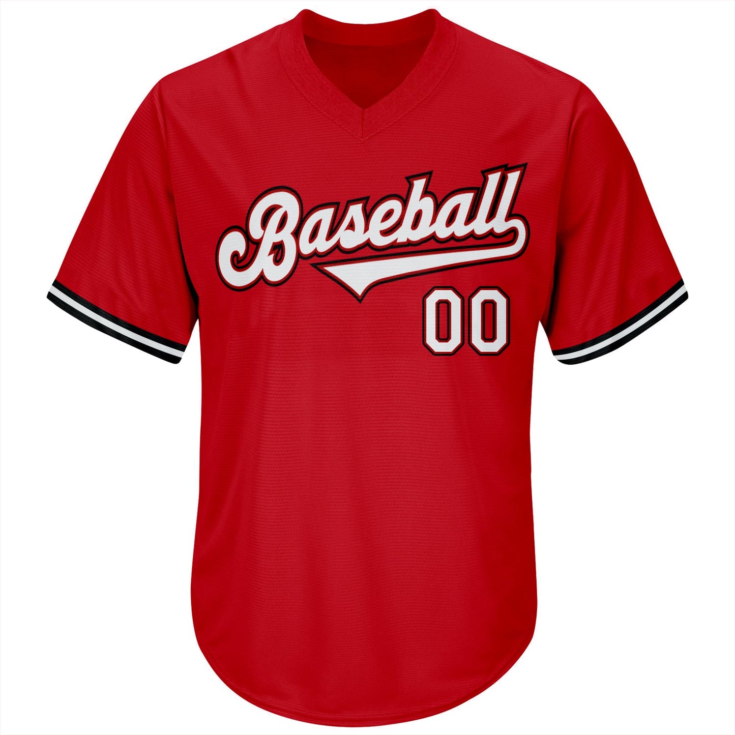 Custom Red White-Black Authentic Throwback Rib-Knit Baseball Jersey Shirt view 3