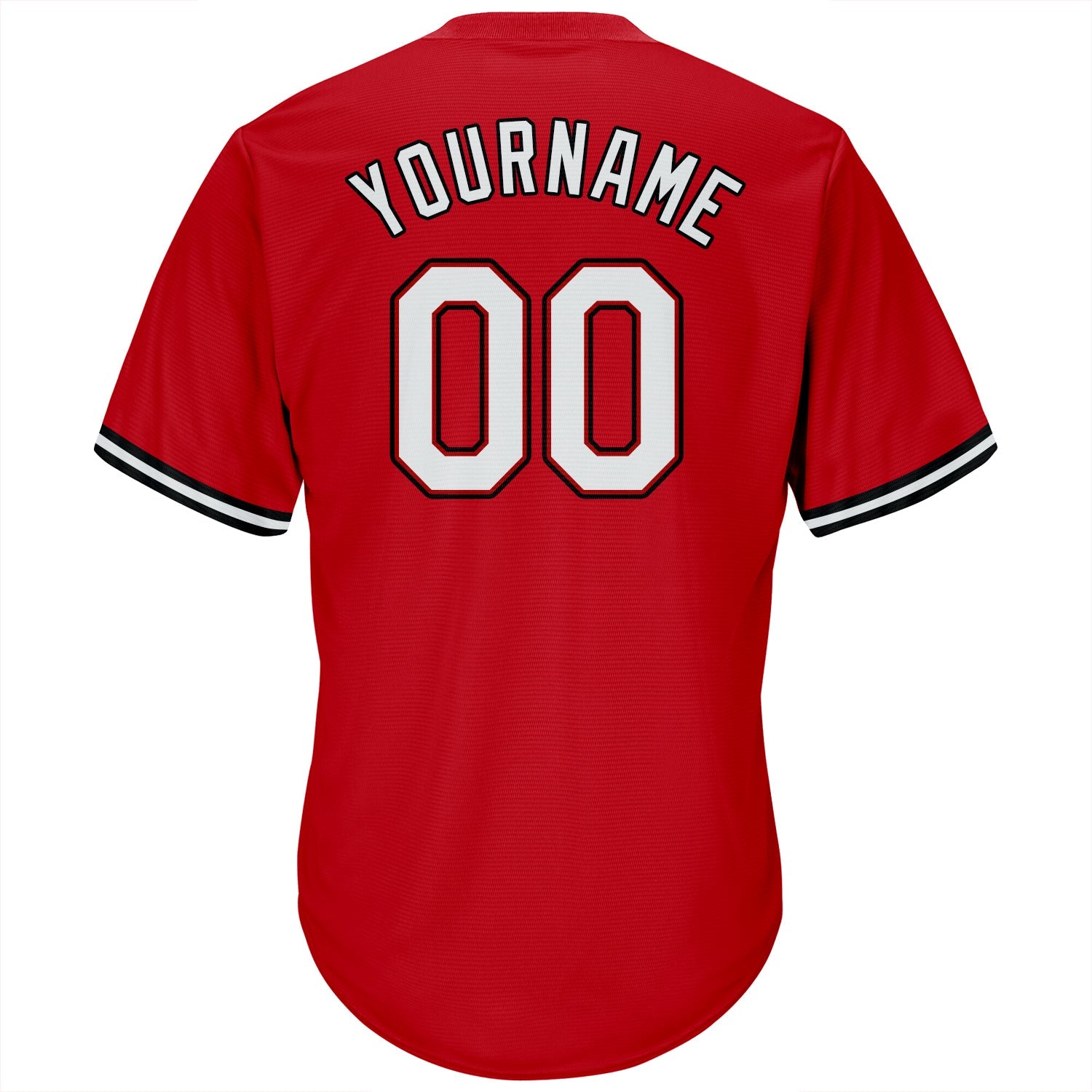 Custom Red White-Black Authentic Throwback Rib-Knit Baseball Jersey Shirt view 4