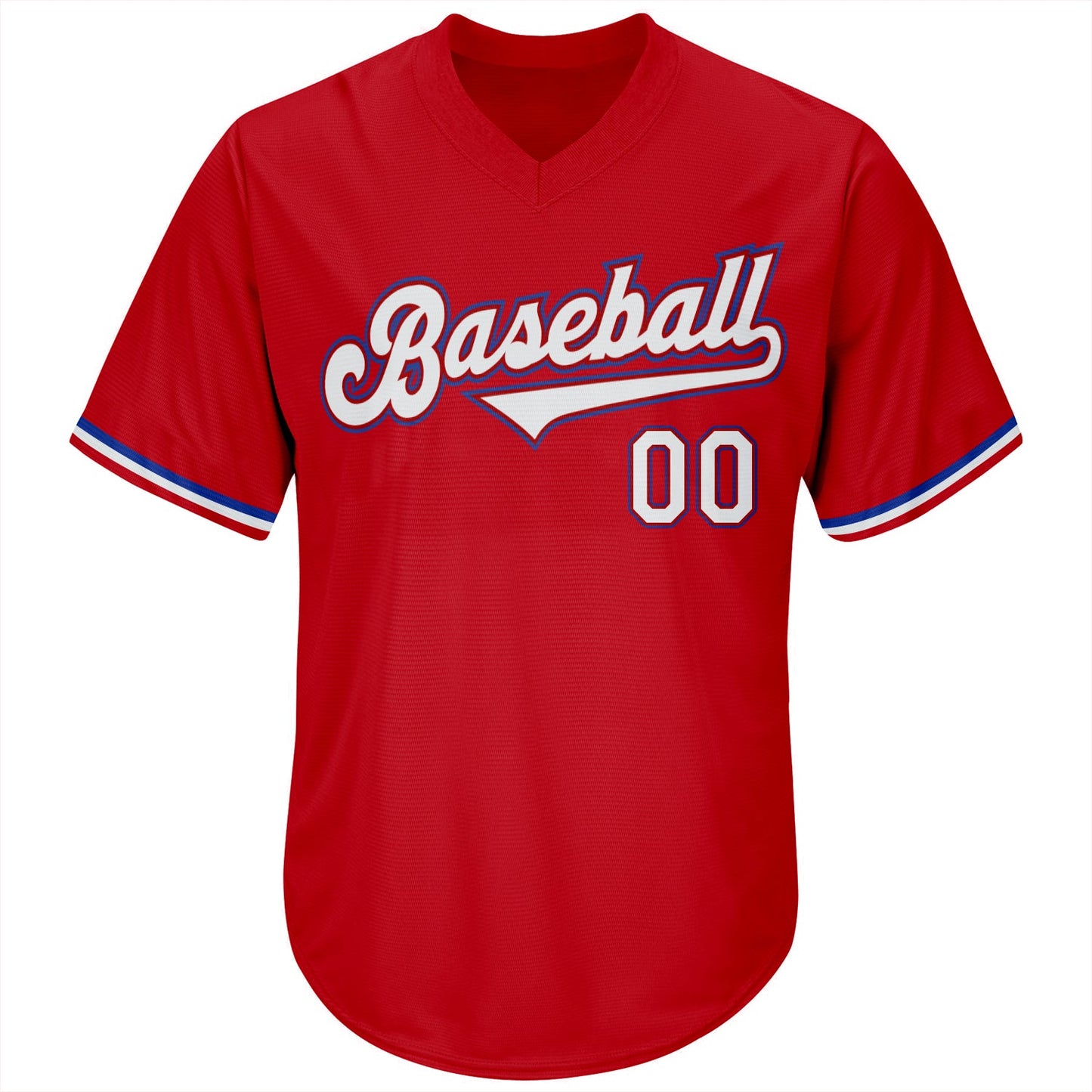 Custom Red White-Royal Authentic Throwback Rib-Knit Baseball Jersey Shirt view 2