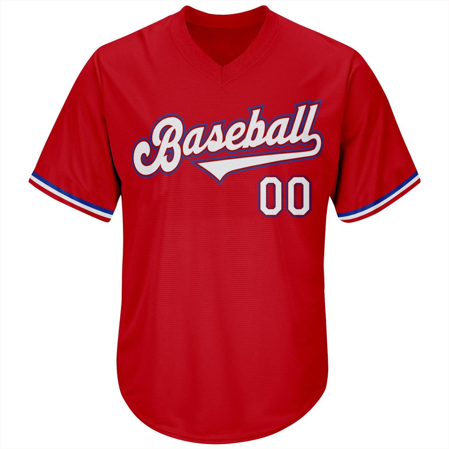 Custom Red White-Royal Authentic Throwback Rib-Knit Baseball Jersey Shirt view 2
