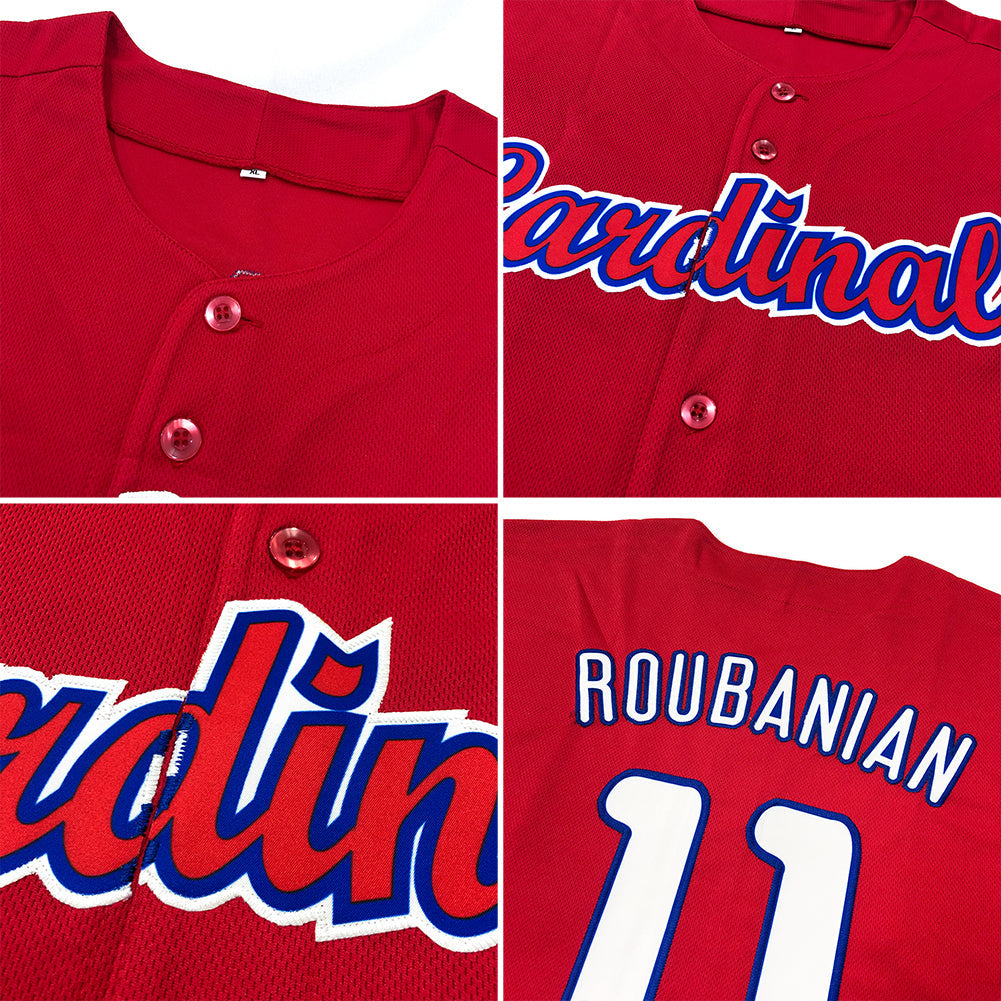 Custom Red White-Royal Authentic Baseball Jersey view 6