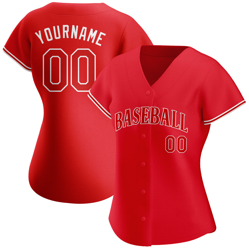 Custom Red Red-White Authentic Baseball Jersey view 2
