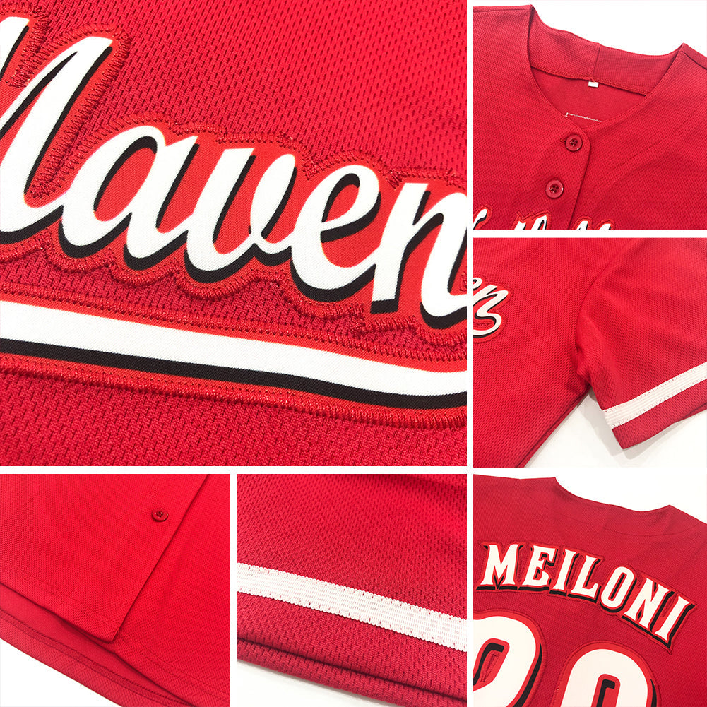 Custom Red Red-White Authentic Baseball Jersey view 6