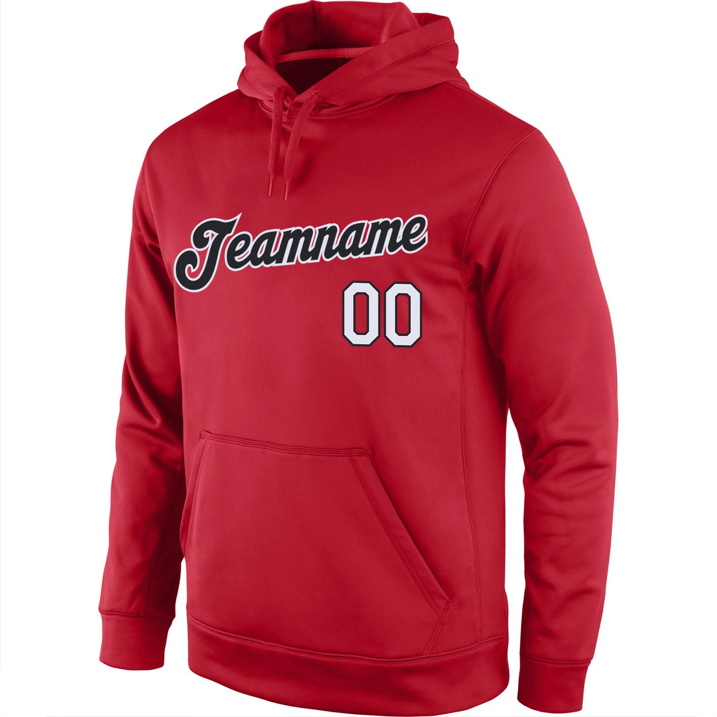 Custom Stitched Red Black-White Sports Pullover Sweatshirt Hoodie view 3