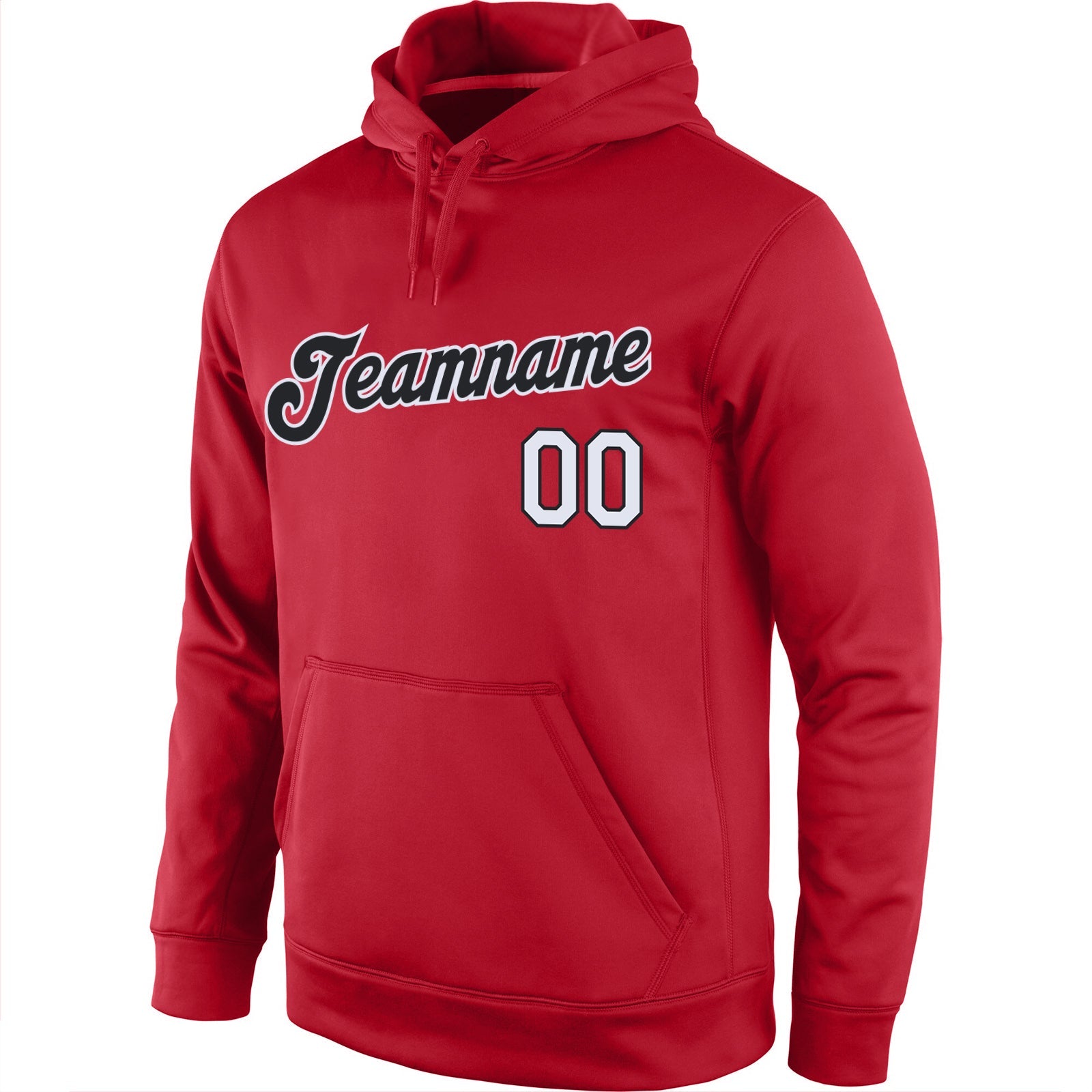 Custom Stitched Red Black-White Sports Pullover Sweatshirt Hoodie view 3