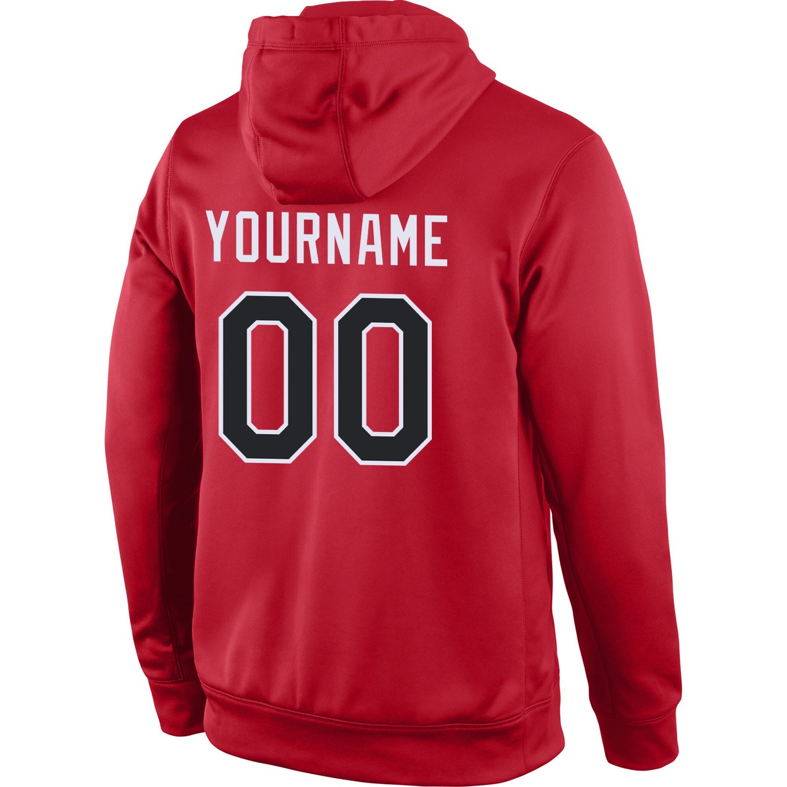 Custom Stitched Red Black-White Sports Pullover Sweatshirt Hoodie view 4