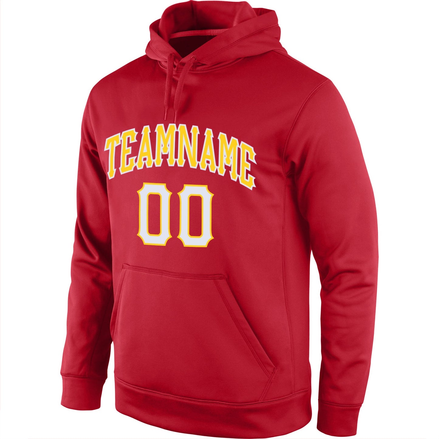 Custom Stitched Red White-Gold Sports Pullover Sweatshirt Hoodie view 2