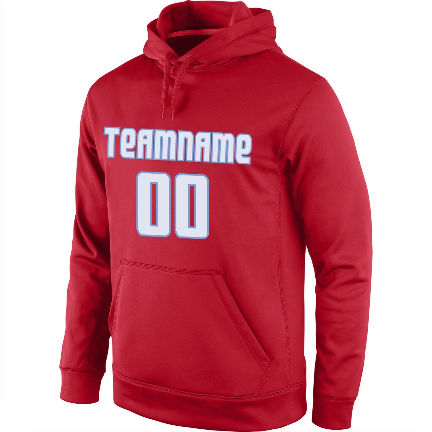 Custom Stitched Red White-Light Blue Sports Pullover Sweatshirt Hoodie view 2