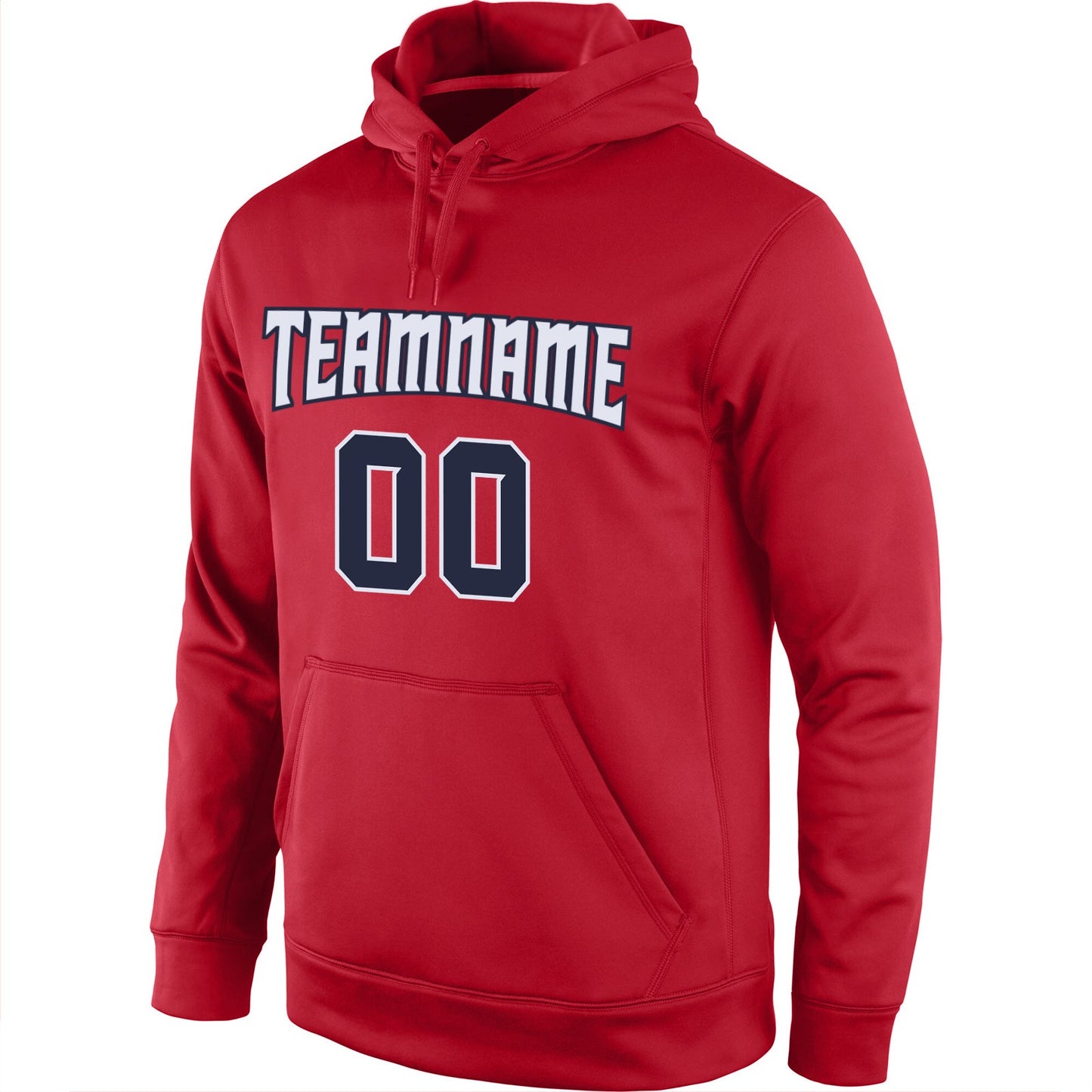 Custom Stitched Red Navy-White Sports Pullover Sweatshirt Hoodie view 2