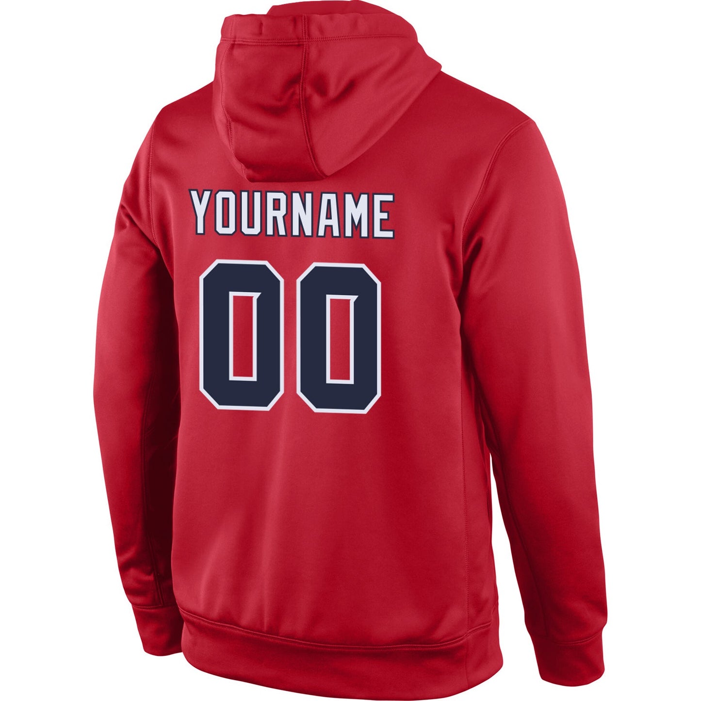 Custom Stitched Red Navy-White Sports Pullover Sweatshirt Hoodie view 3