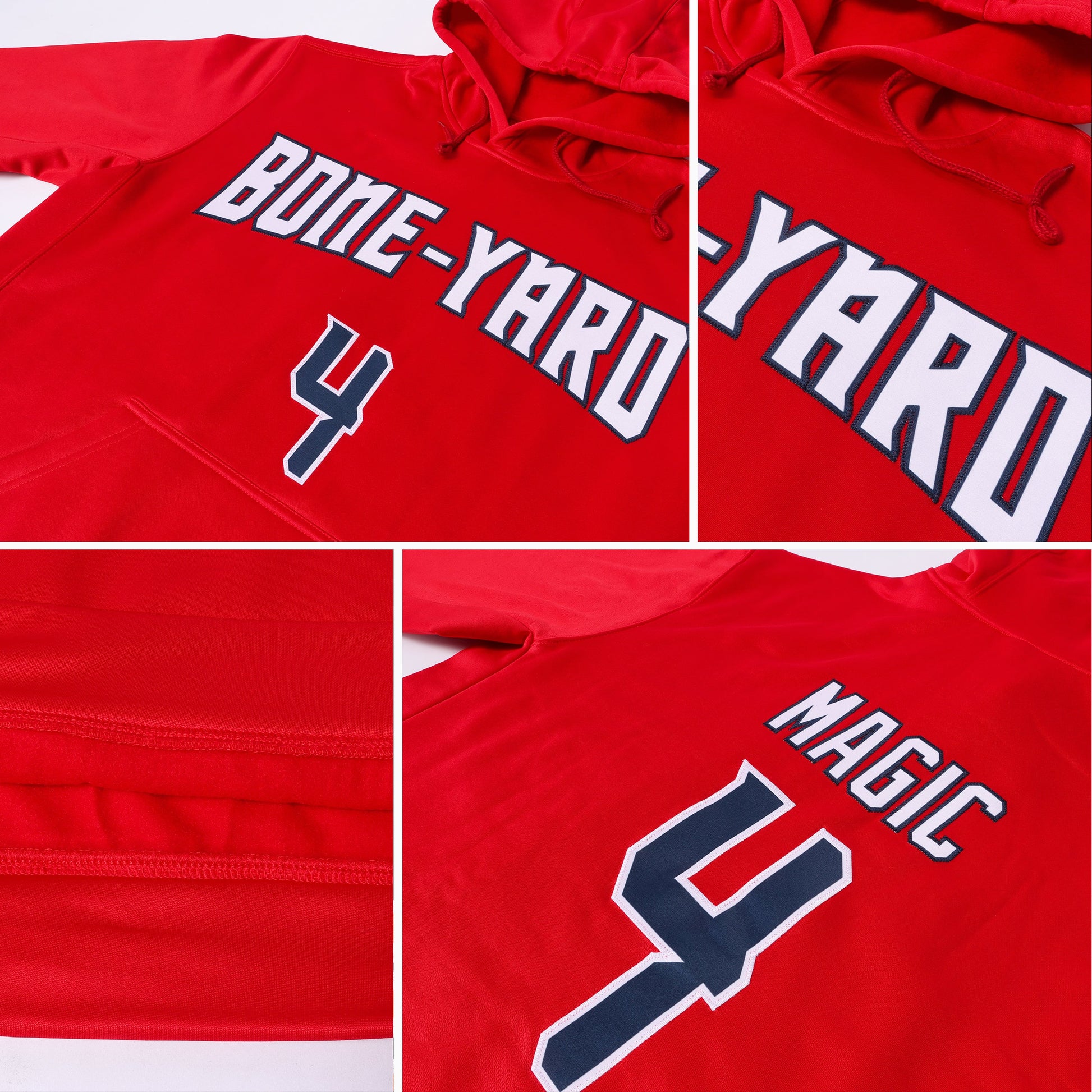 Custom Stitched Red Navy-White Sports Pullover Sweatshirt Hoodie view 7