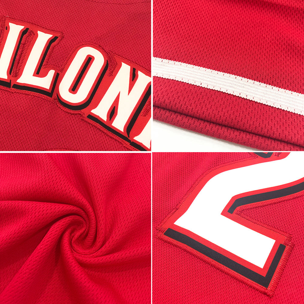 Custom Red White-Gold Authentic American Flag Fashion Baseball Jersey view 6