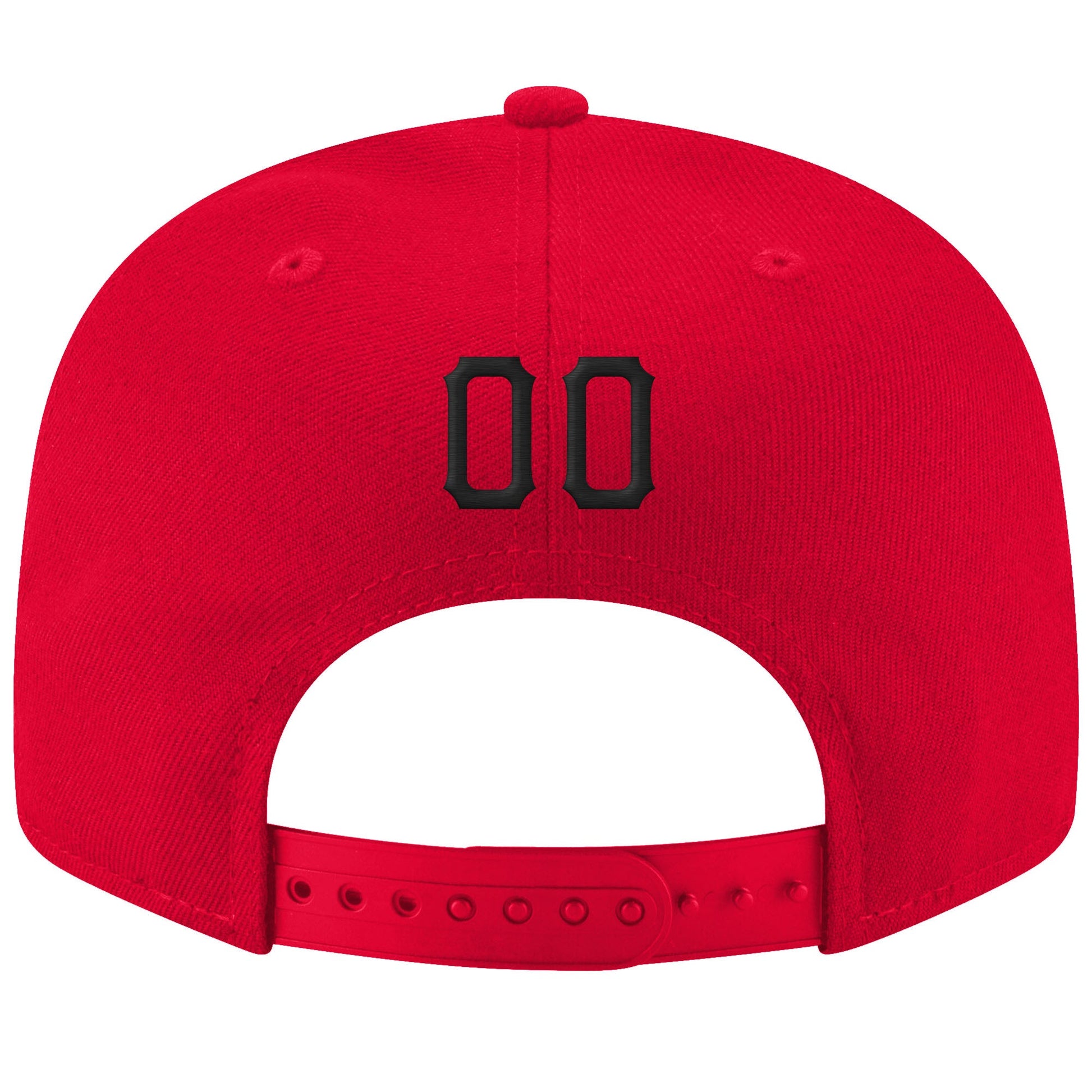 Custom Red Black-White Stitched Adjustable Snapback Hat view 3