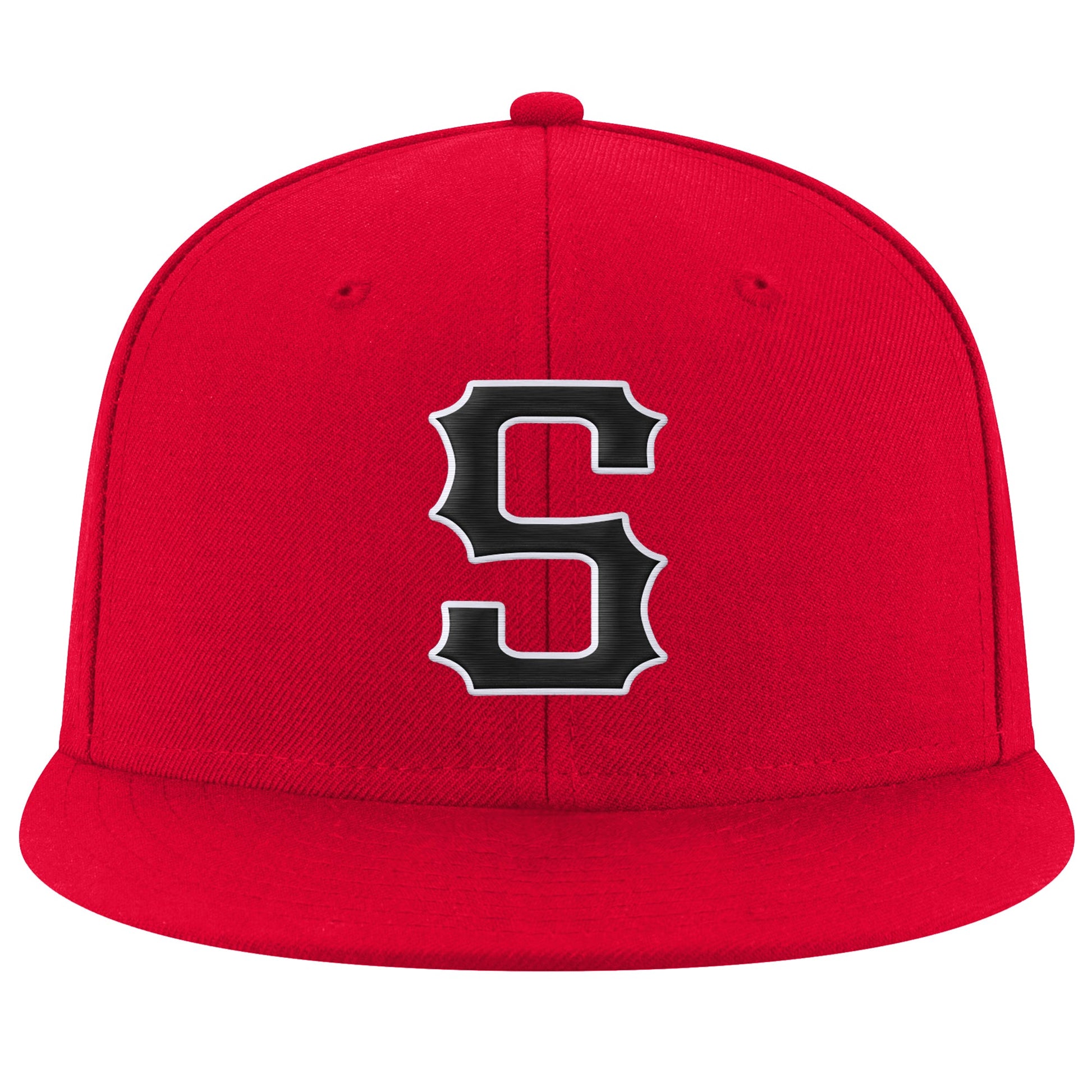 Custom Red Black-White Stitched Adjustable Snapback Hat view 2