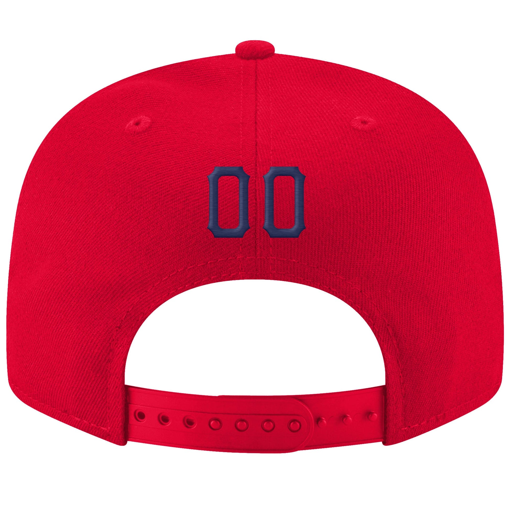 Custom Red Navy-White Stitched Adjustable Snapback Hat view 3