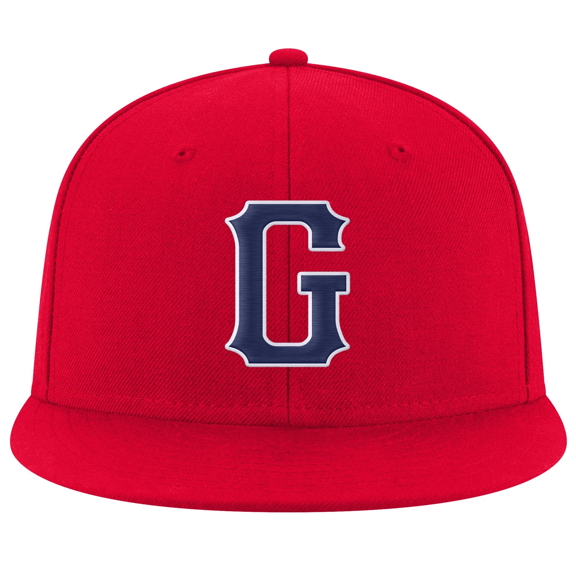 Custom Red Navy-White Stitched Adjustable Snapback Hat view 2