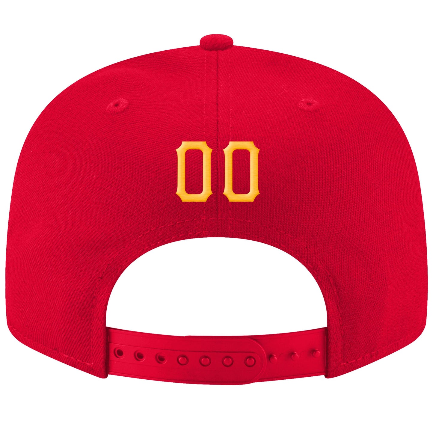 Custom Red Gold-White Stitched Adjustable Snapback Hat view 3