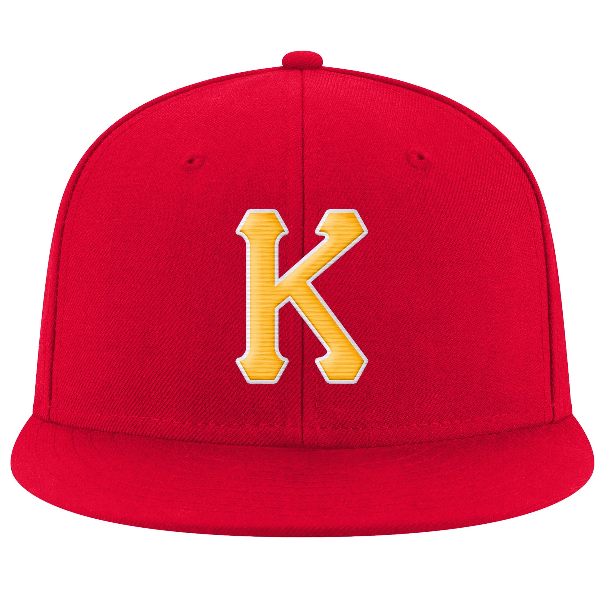 Custom Red Gold-White Stitched Adjustable Snapback Hat view 2