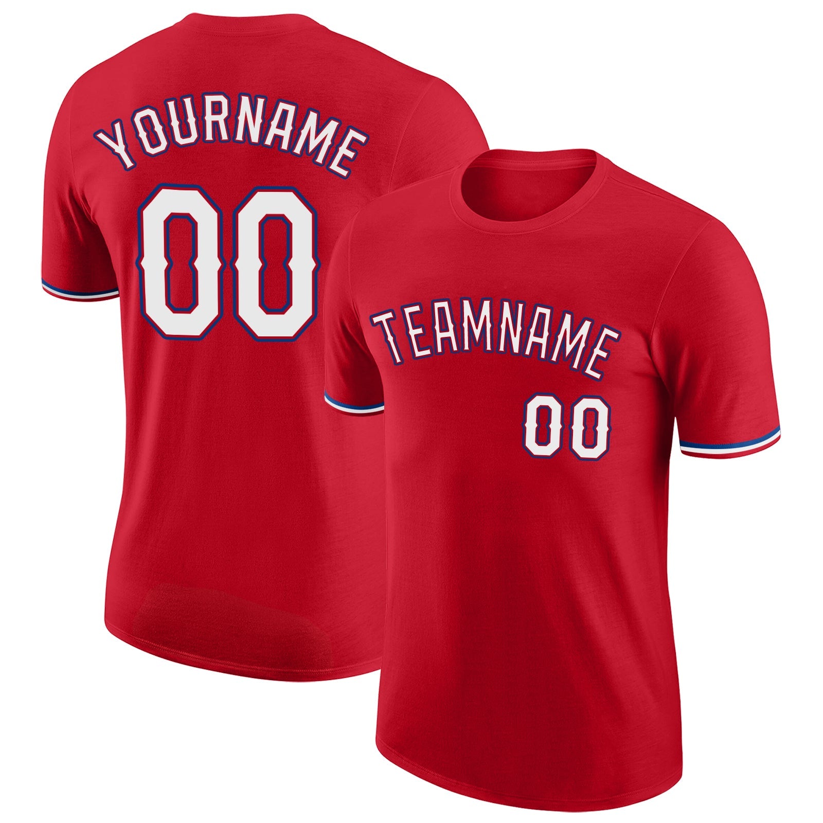 Custom Red White-Royal Performance T-Shirt - Main View
