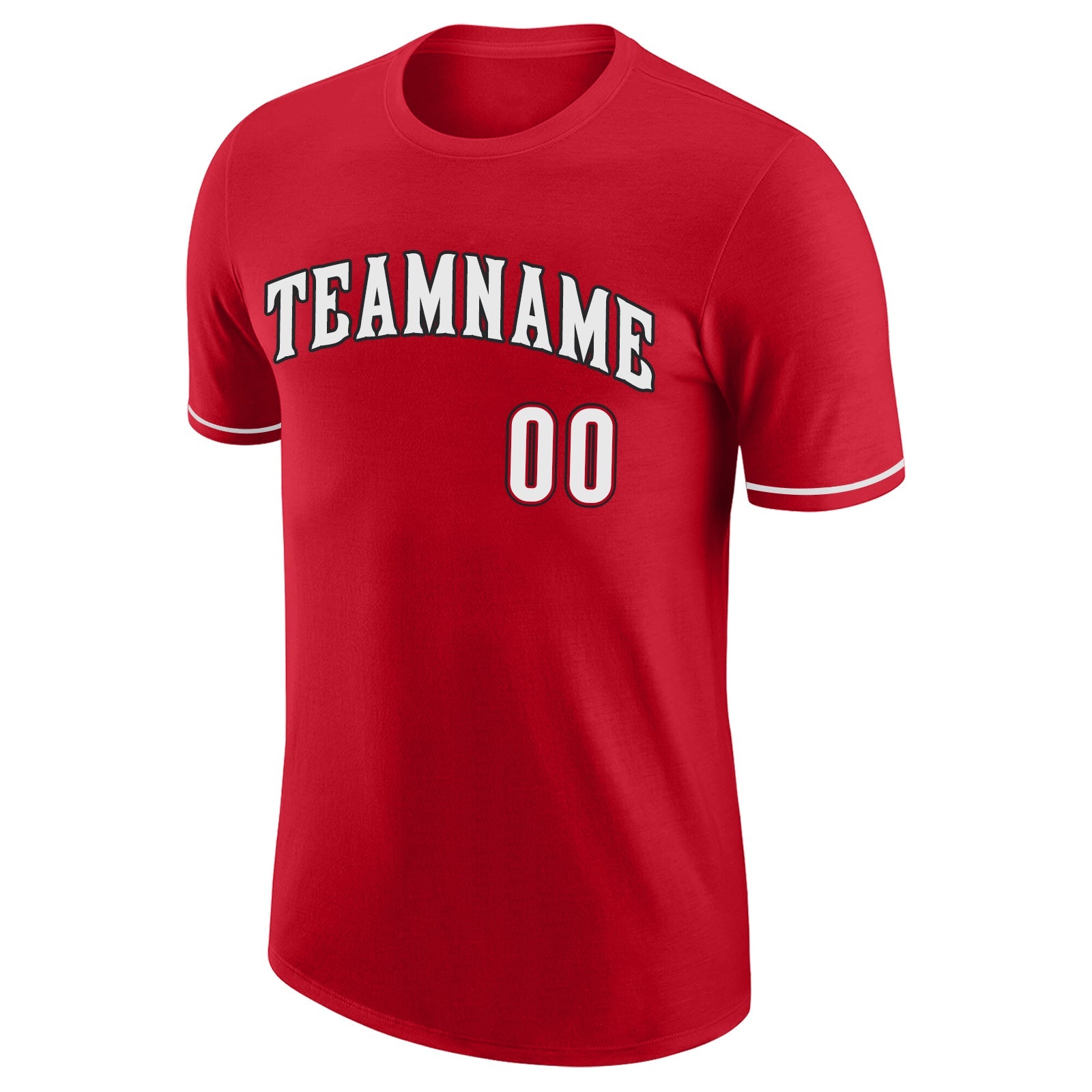 Custom Red White-Black Performance T-Shirt view 5