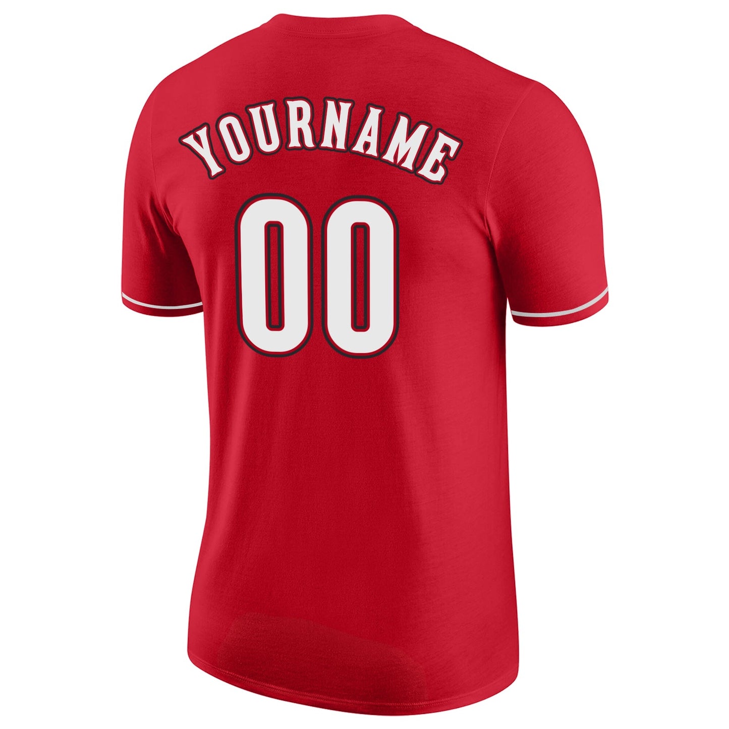 Custom Red White-Black Performance T-Shirt view 6