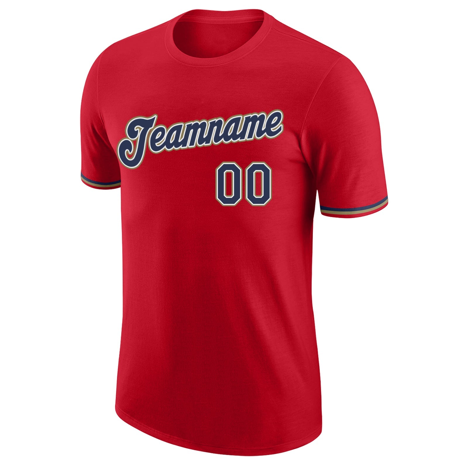 Custom Red Navy-Old Gold Performance T-Shirt view 5