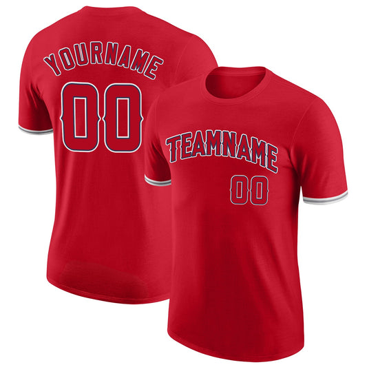 Custom Red Red-Navy Performance T-Shirt - Main View