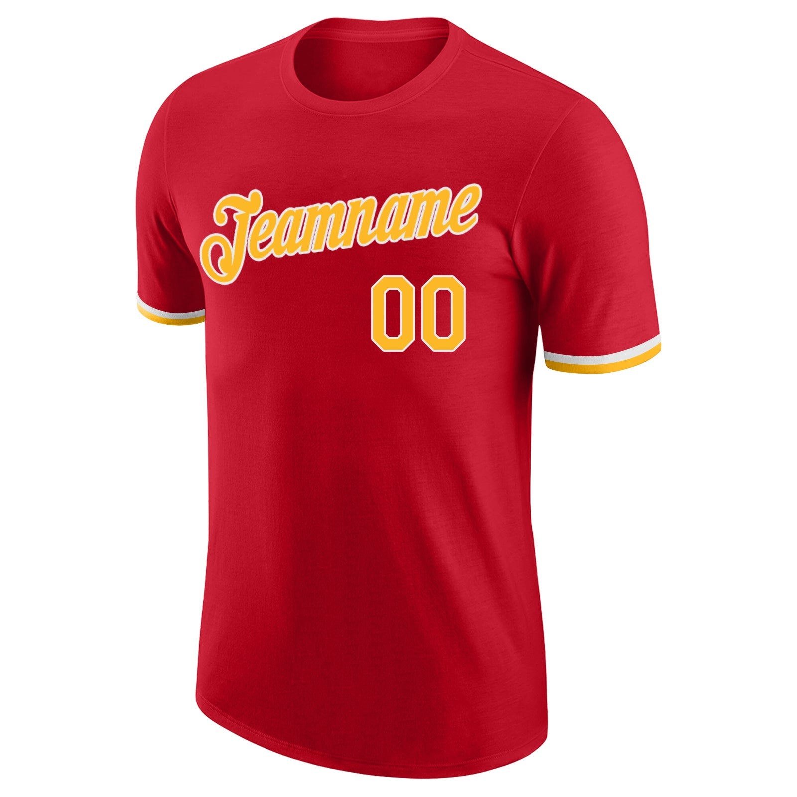 Custom Red Gold-White Performance T-Shirt view 5