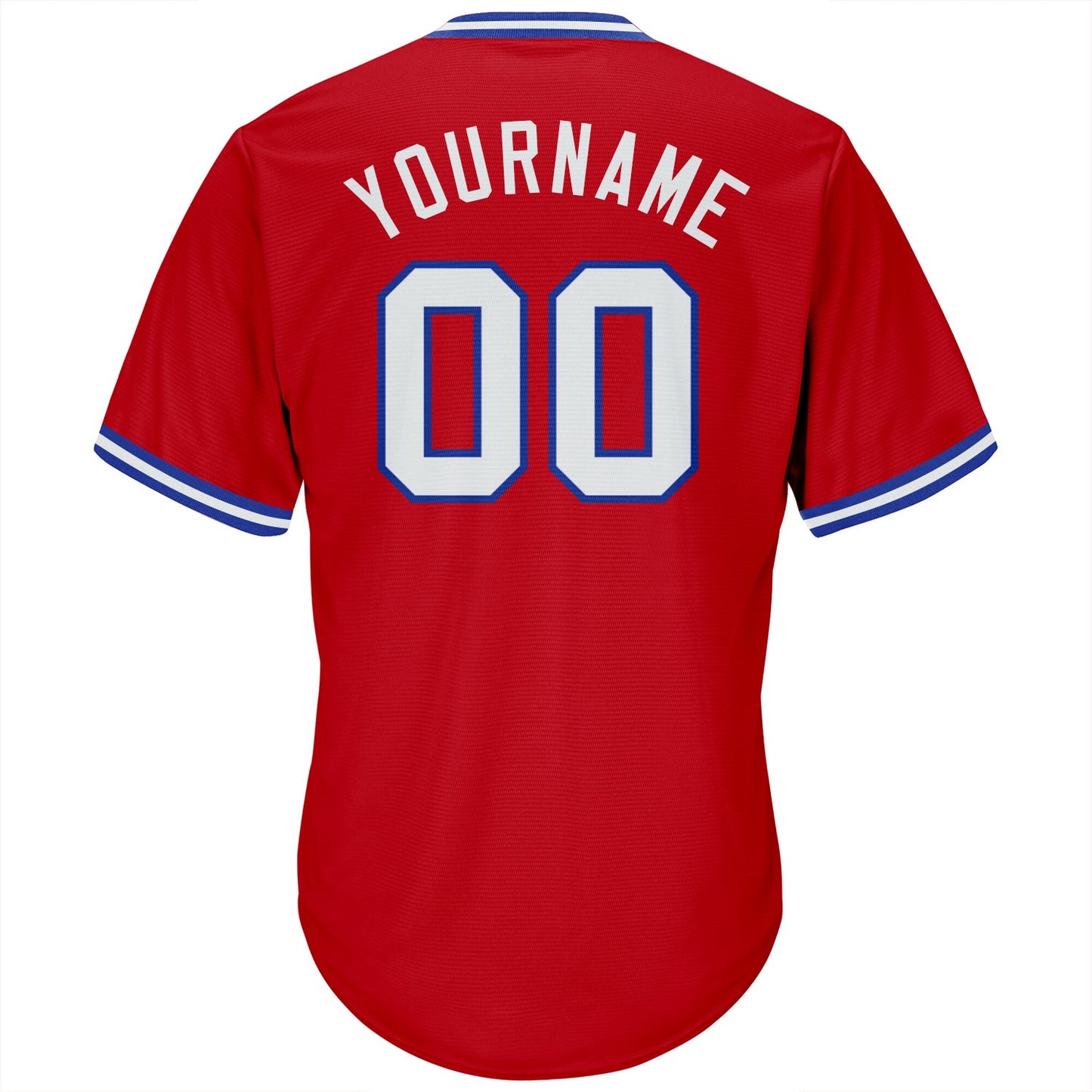 Custom Red White-Royal Authentic Throwback Rib-Knit Baseball Jersey Shirt view 3