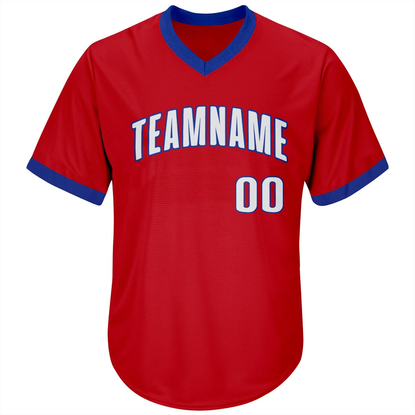 Custom Red White-Royal Authentic Throwback Rib-Knit Baseball Jersey Shirt view 2