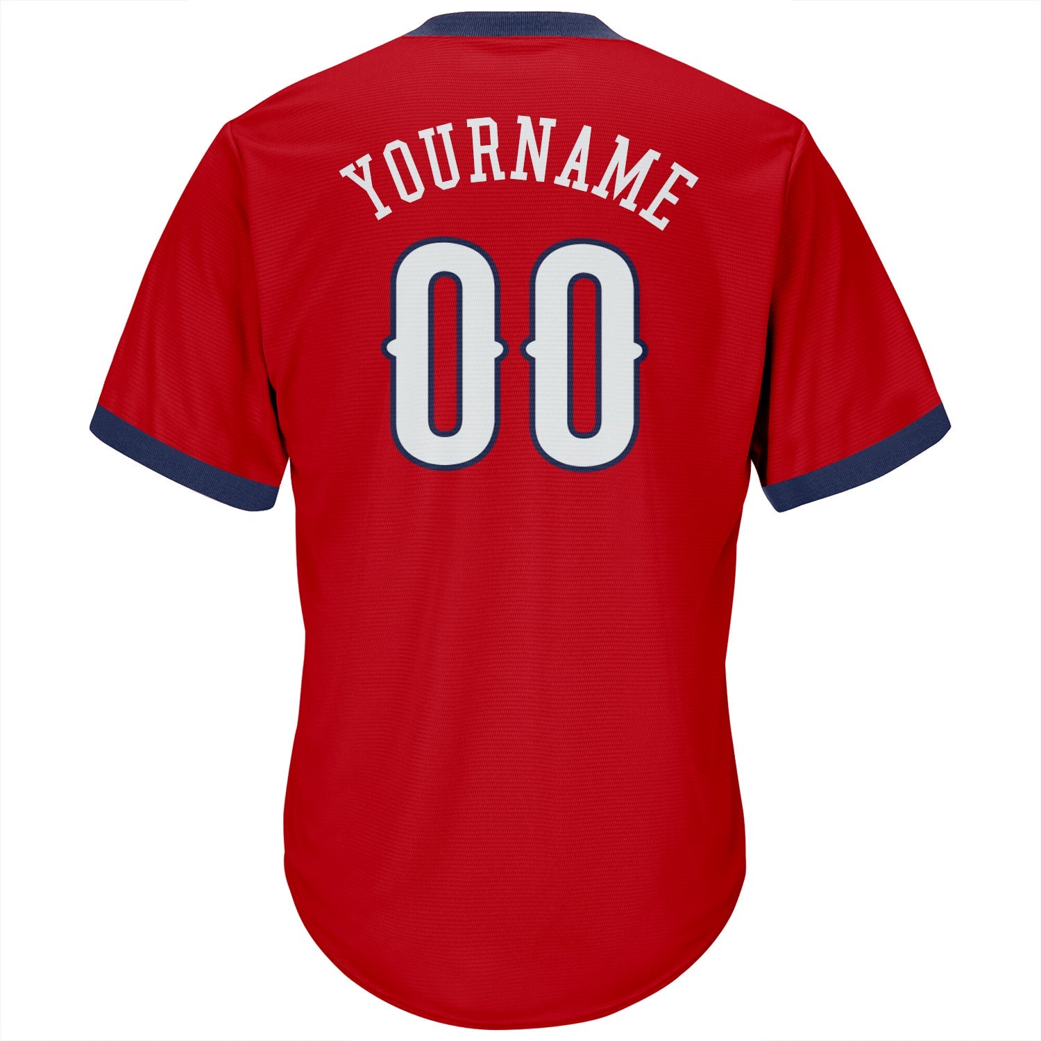 Custom Red White-Navy Authentic Throwback Rib-Knit Baseball Jersey Shirt view 3