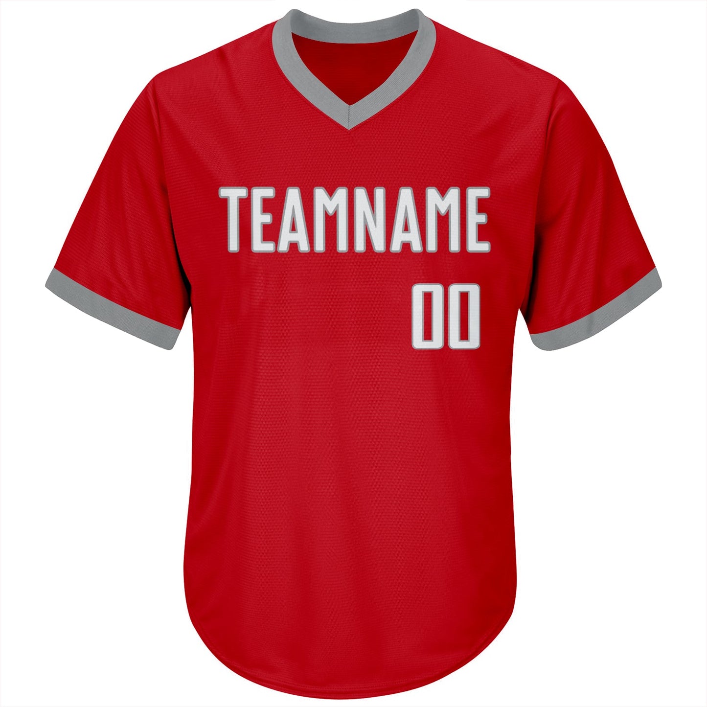 Custom Red White-Gray Authentic Throwback Rib-Knit Baseball Jersey Shirt view 2