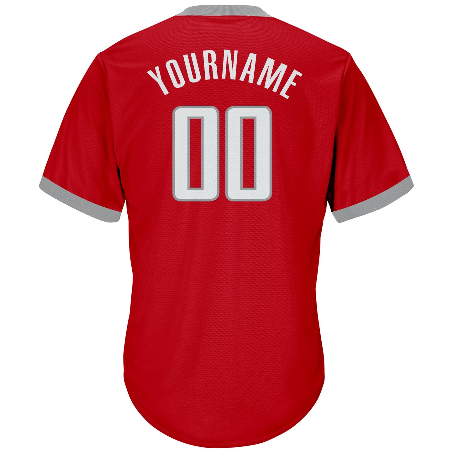 Custom Red White-Gray Authentic Throwback Rib-Knit Baseball Jersey Shirt view 3
