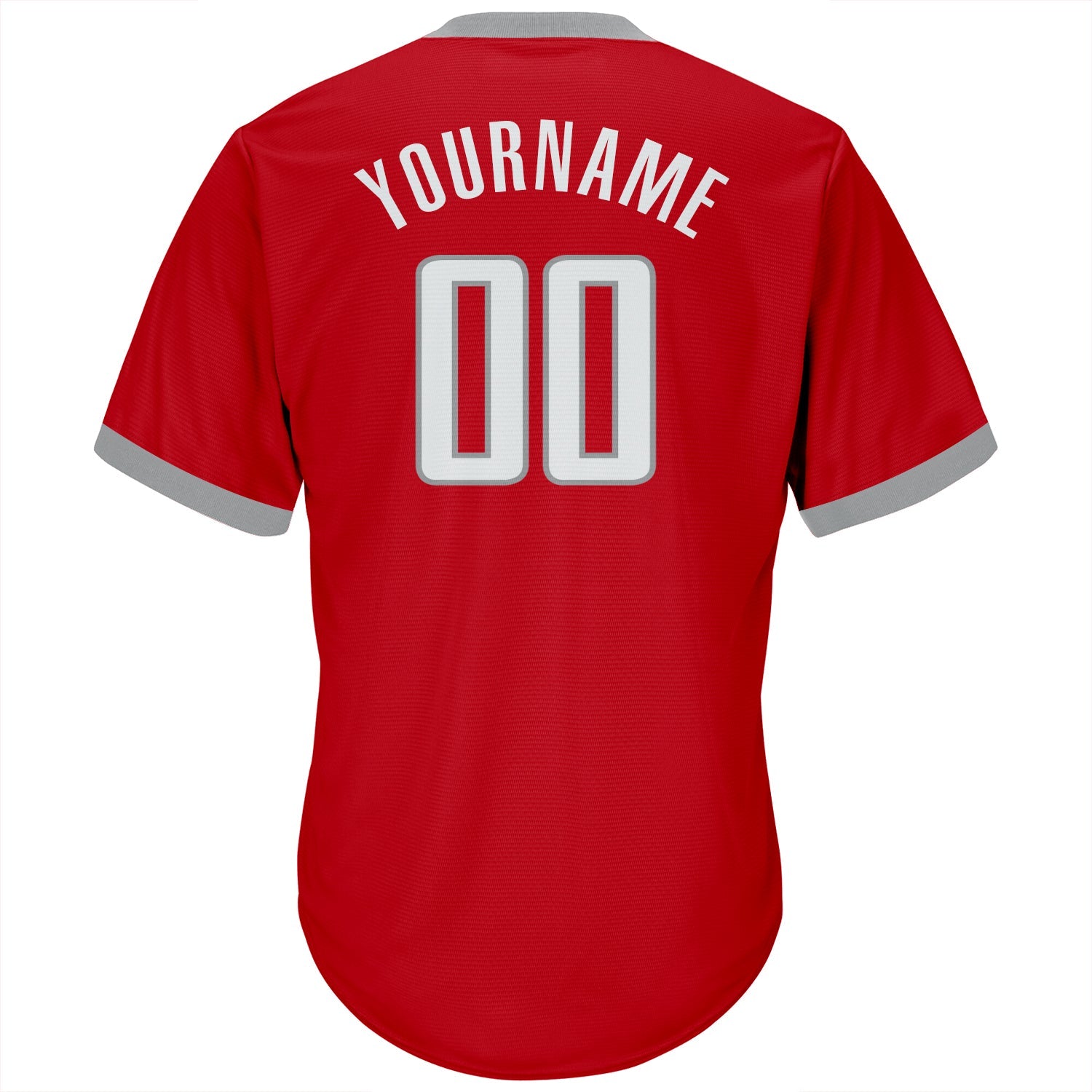 Custom Red White-Gray Authentic Throwback Rib-Knit Baseball Jersey Shirt view 3