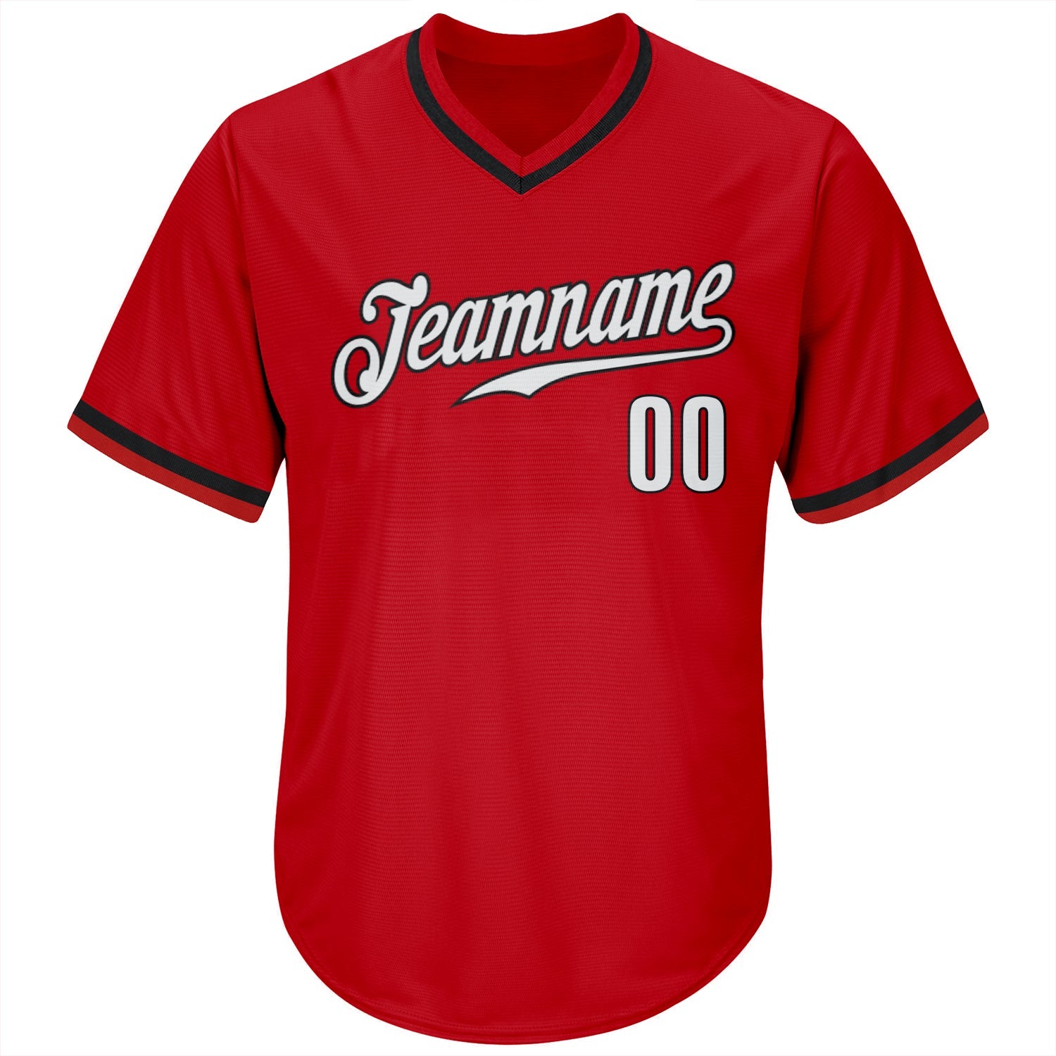 Custom Red White-Black Authentic Throwback Rib-Knit Baseball Jersey Shirt view 2