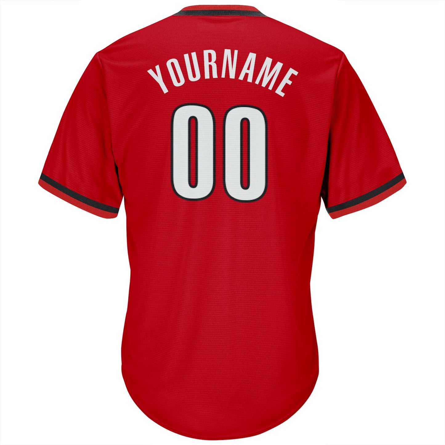 Custom Red White-Black Authentic Throwback Rib-Knit Baseball Jersey Shirt view 3