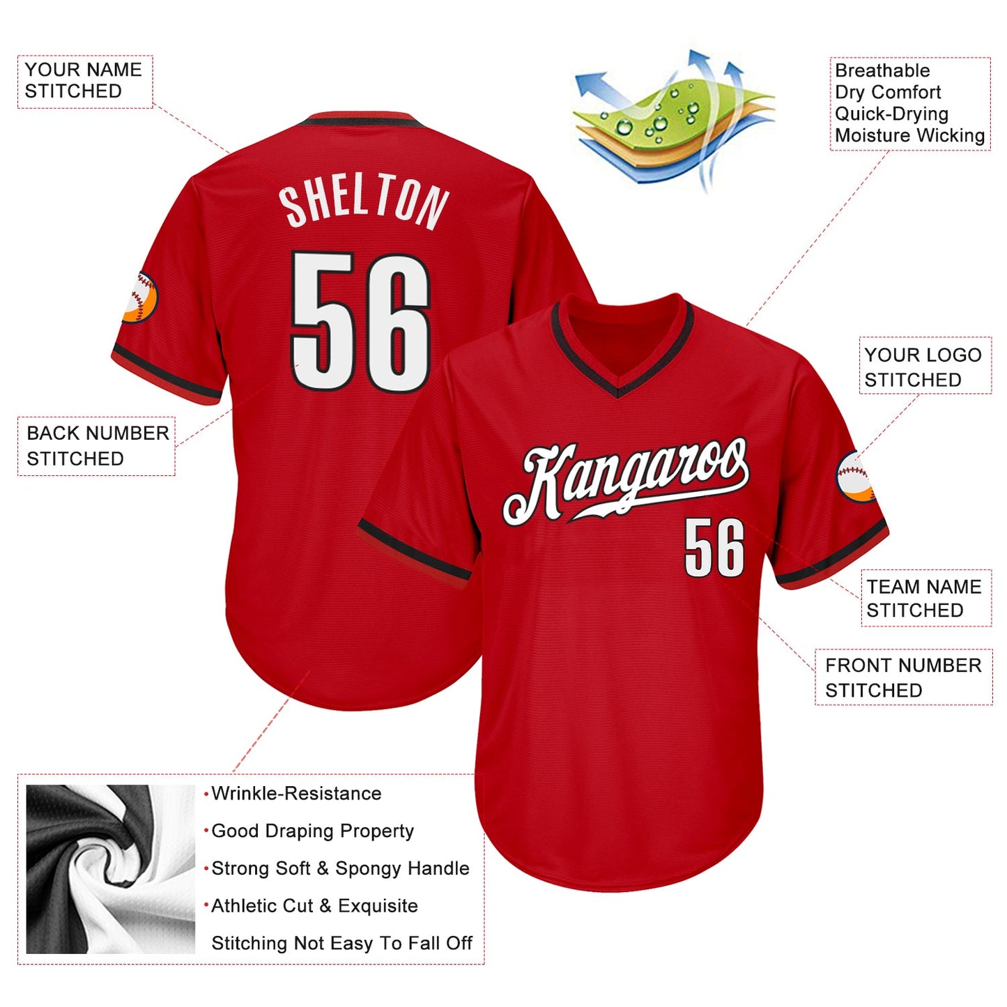 Custom Red White-Black Authentic Throwback Rib-Knit Baseball Jersey Shirt view 4