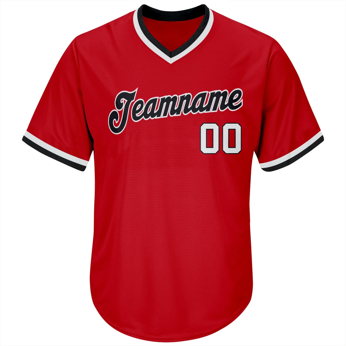 Custom Red White-Black Authentic Throwback Rib-Knit Baseball Jersey Shirt view 2